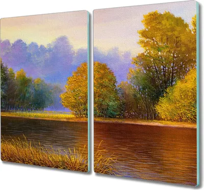 Produktbild von Coloray Küchenbrett Kochplattenabdeckung Hackbrett Schneidebrett Herdabdeckplatte 2x30x52 cm - Fluss Natur