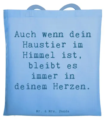 Produktbild von Mr. & Mrs. Panda Tote Bag Spruch Trauerbewältigung Haustierverlust - Sky Blue - Geschenk, Tragetasche, liebevolle Unterstützung, Shopping Tasche, Trost, Beutel, Vertrauem