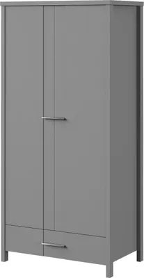 Obrázek produktu pro Nábytek24 Šatní skříň 90 cm Laura 1 šatní skříň z masivního dřeva borovice antracit 2 dveře 1 zásuvka
