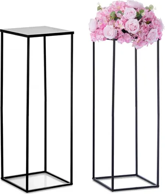 Produktbild von Famanu Hohe Schwarze Vasen Set von 2 - Elegante Blumenvasen für Hochzeiten und Festdekoration