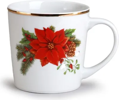 Produktbild von Thun 1794 Becher Thomas, 500 ml, Weihnachtsstern, Goldstreifen, Thun