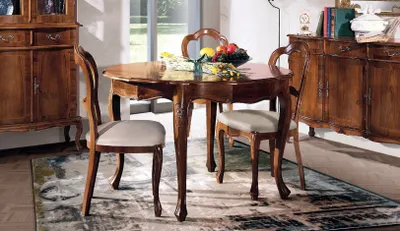Produktbild von Esszimmer Set Stuhl Esstisch Garnitur rund Tische Stühle 4tlg Holztisch Echtholz