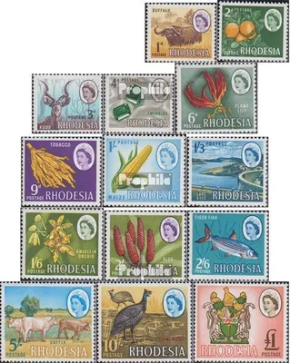 Produktbild von Briefmarken Rhodesien 1966 Mi 24-37 (kompl.Ausg.) postfrisch Landesmotive