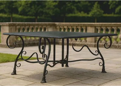 Zdjęcie produktu dla Casa Padrino secesyjny stół ogrodowy czarny 120 cm - Nostalgiczne meble ogrodowe