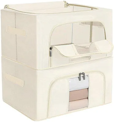 Obrázek produktu pro Sada Azomor® obsahující 2 stohovatelné úložné boxy s okénkem a zipem, objem 24 litrů na jeden box