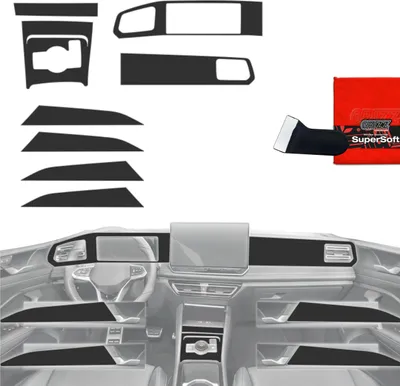 Obrázok produktu pre 8in1 Ochranné fólie Grizz Protector pre stredovú konzolu a palubnú dosku – Volkswagen Tiguan 3 (2024–2025) Čierna matná Antifingerprint