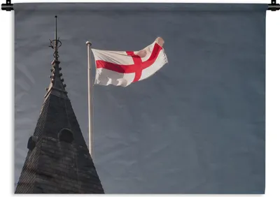Produktbild von MuchoWow® Wandteppich Wandbehang Die Flagge von England mit dunklem Himmel 90x67.5 cm Tapisserie Dekoration Wandtuch - Fototeppich - Wand-Skulpturen