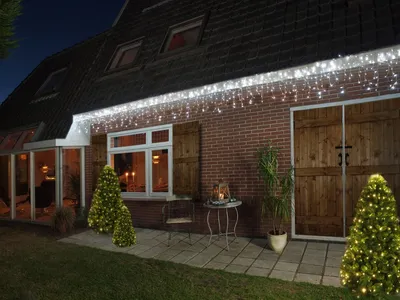 Zdjęcie produktu dla FHS International LED wróżki deszcz lodu 12m 480 LED zimna biel na zewnątrz Boże Narodzenie
