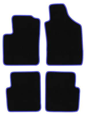 Produktbild von Fußmatten Automatten Velours Schwarz/Blau für Lancia Ypsilon III 2011- Set 4-tlg