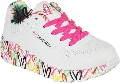 Produktbild von Skechers Uno Lite - Lovely Luv Sneaker Kinder weiß Gr. 32, Air-Cooled Memory Foam Fußbett, JGoldcrown #Lovewall Design, Synthetik, leicht, pflegeleicht