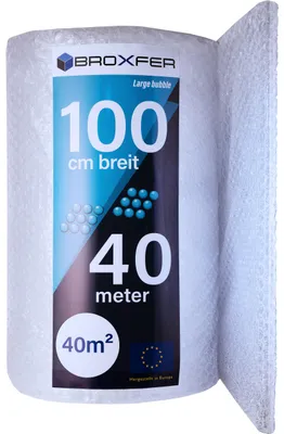 Produktbild von Broxfer Luftpolsterfolie Rolle große Noppen 1m x 40m Polsterfolie für Umzug / Versand 2-schichtig Verpackungsfolie LPF