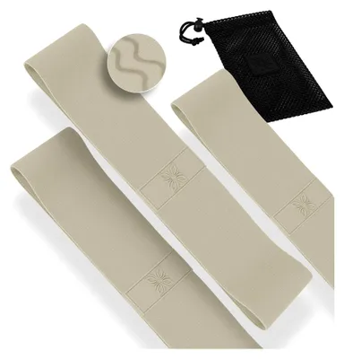 Produktbild von Hip Resistance Bands Set (3 Stück) – Widerstandsbänder rutschfest & elastisch – Fitnessbänder für Krafttraining, Beintraining & Gesäß – Stoffbänder mit Tasche für Yoga, Pilates & Workout