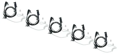 Produktbild von vhbw 5x Headset kompatibel mit Hyt / Hytera PD682, PD682G, PD662G, PD680, PD662 Funkgerät mit PTT Mikrofon - transparent, schwarz, Akustikschlauch