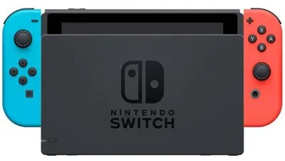 Produktbild von Nintendo Switch Konsole, mit verbesserter Akkuleistung, Farbe Neon-Rot/Neon-Blau