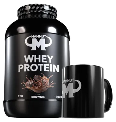 Produktbild von Mammut Nutrition - Whey Protein 3000 g Dose - 120 Portionen Eiweiß + GRATIS Keramik Tasse, Geschmack: Brownie