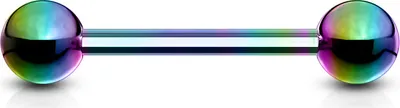 Produktbild von viva-adorno 1,6x16x5mm Universal Barbell Piercing Stab Zungenpiercing Brustpiercing Intimpiercing Stecker Hantel Edelstahl beschichtet Z310, regenbogen