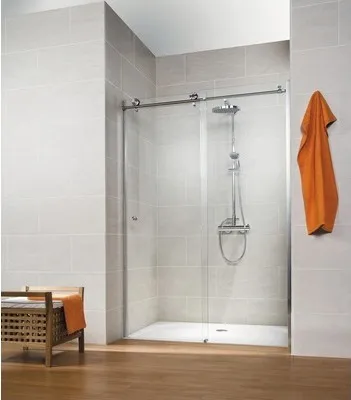 Produktbild von Duschtür in Nische mit Gleittür/Schiebetür SCHULTE MasterClass ExpressPlus 140 cm Profil chrom Klarglas schmutzabweisend