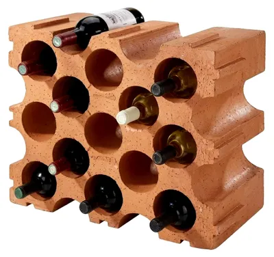 Produktbild von Flaschenwürfel für Wein und Getränke, stapelbares Ordnungssystem in Terracotta