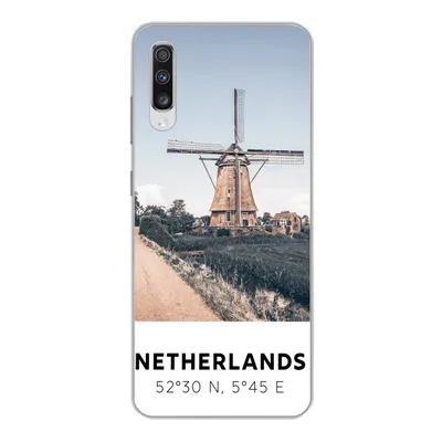 Produktbild von MuchoWow® Handyhülle Schutzhülle Hülle für Samsung Galaxy A70 Niederlande - Mühle - Wiese Silikon Softcase Handy Hülle - Schutzhaube