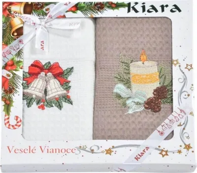 Obrázek produktu pro Vánoční dárková sada utěrek 50x70 cm Zvonečky a svíčka, 2 ks