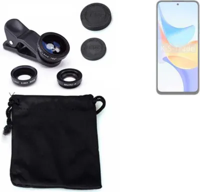 Produktbild von K-S-Trade Smartphone Kamera Linsen Set Kompatibel mit Honor Play 50 Plus 3in1 Clip-On Kamera Adapter Macro Weitwinkel FishEye Fischauge Objektiv Linse