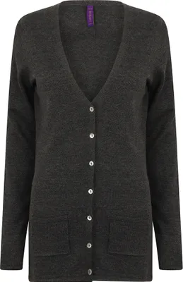 Image de Veste en tricot col V pour femmes Henbury RW662 (4XL) (Gris)