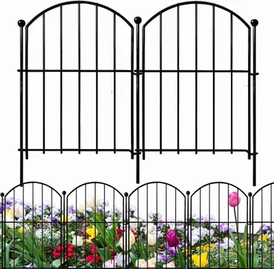 Gartenzaun 10er-Set 43x33 cm Metall schwarz