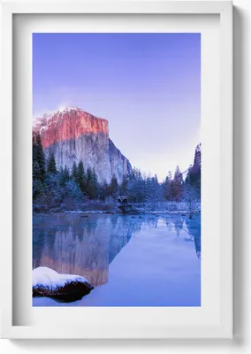 Produktbild von Winterlandschaft am See– Wandbild mit Rahmen – Gerahmtes Bild  – Wanddekoration – 40x60 cm – Weiß