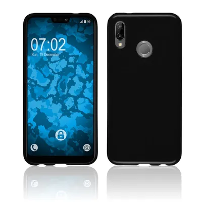 A black phone case is shown from the front and back, with a smartphone inside the case on the left.