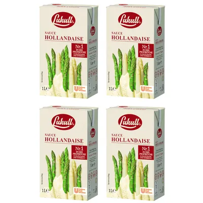 Immagine prodotto di Salsa Hollandaise Lukull dalla delicata consistenza cremosa 1000ml confezione da 4 pezzi