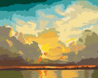 Produktbild von Zuty - Malen nach Zahlen - UNTERGEHENDE SONNE ÜBER WASSER (D. RUSTY RUST), 40x50 cm, mit Keilrahmen (bereits gespannt)