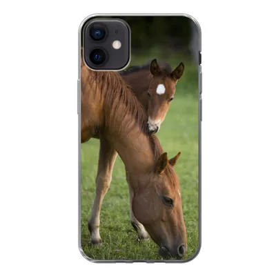 Produktbild von MuchoWow® Handyhülle Schutzhülle Hülle für iPhone 12 mini Pferde - Gras - Porträt Silikon Softcase Handy Hülle - Bild