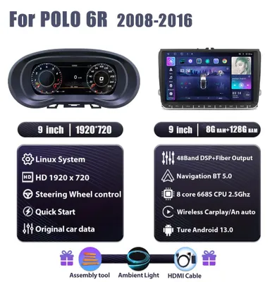 Obrázek produktu pro Palubní displej - Digitální palubní displej - Displej automobilu - Navigační displej - Multimediální displej - 9palcový HD LCD displej