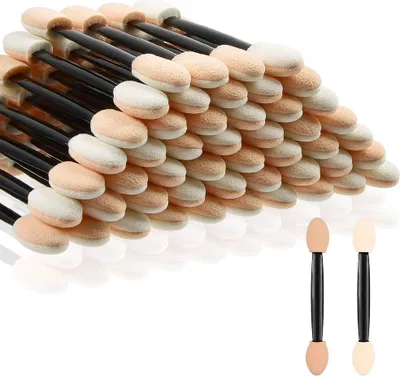 Produktbild von Lidschattenapplikatoren, Lidschattenpinsel-Schwammapplikator, 50 Stück Einweg-Lidschattenpinsel, Lidschattenschwamm-Applikatoren für Augen-Make-up