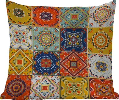 Produktbild von MuchoWow® Outdoor Kissen - Vintage - Blumen - Muster - Weiß - Orange - 60x60 cm - Wetterfest - Lounge Kissen - Dekoration - Schlaf Kissen
