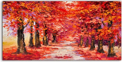 Produktbild von Coloray Spritzschutz aus Glas 140x70  Wandkunst Küchenrückwand Foto Bild Wald Bäume bunte Herbst park