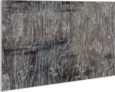 Produktbild von Wallario Schlüsselbrett aus Glas, Motiv: Holzmuster in grau, braun und schwarz, 30 x 20 cm mit 4 Haken