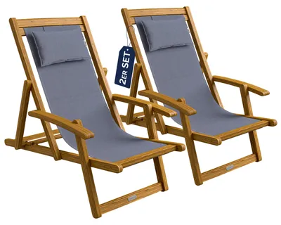 Produktbild von CASARIA® Sonnenliege mit verstellbarer Lehne 2er-Set FSC®-Zertifiziert Anthrazit