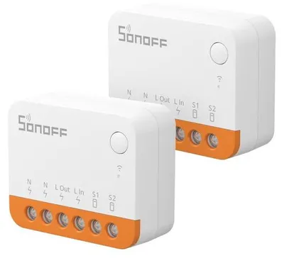 Produktbild von SONOFF MINIR4 Smart Wlan Schalter 2PCS, WiFi Schalter mit Timing-Funktion, Relay Split Mode, 2.4G WiFi, Neutralleiter erforderlich, Funktioniert mit Alexa/Google Home, Fernbedienung über eWeLink App