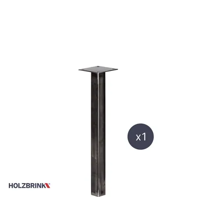 Produktbild von HOLZBRINK Tischbein Eckig, Quadratrohr 40x40 mm, Höhe 60 cm, Rohstahl mit Klarlack, 1 Stück, HLT-14A-F-60-0000