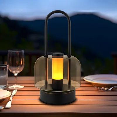 Produktbild von ZMH Tischlampe Akku LED Tragbare Tischleuchte Kabellos Nachttischlampe Dimmbare Schwarz 1800K-6500K mit Speicherfunktion USB-C Aufladbar Touch Lampe Für Innen und Aussen