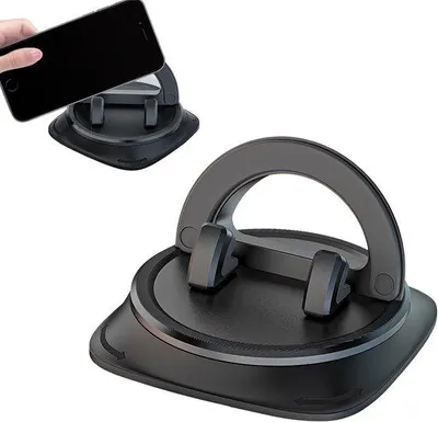 Productafbeelding van Universele Telefoonhouder voor in de Auto - Zwart - 360° Draaibare Dashboardhouder - Voor Smartphones en Navigatieapparaten