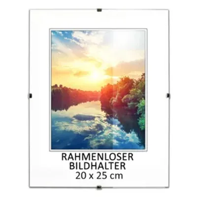Obrázek produktu pro MG Design Bezrámový obrazový rám, 20 x 25 cm - s klipy, akrylové sklo, HDF deska - pro vertikální nebo horizontální zavěšení/postavení