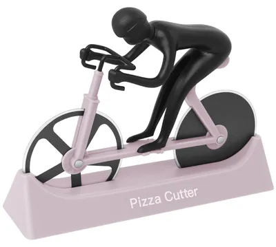Immagine prodotto di Tagliapizza in acciaio inossidabile a forma di bicicletta, con manico ergonomico