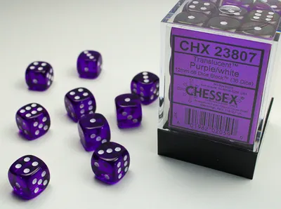 Produktbild von Chessex - Translucent - 36x D6 12mm - Purple/White