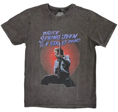 Immagine prodotto di Maglietta L da uomo con foto di Bruce Springsteen dal vivo (effetto stone wash) in grigio antracite