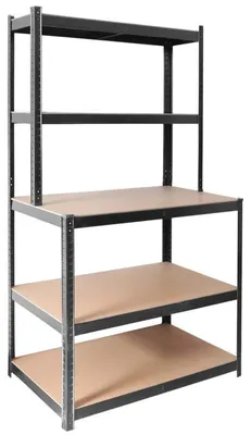 Obrázek produktu pro Humberg HR-855 Kovový regál s pracovním stolem 180 x 100 x 60 cm, černý