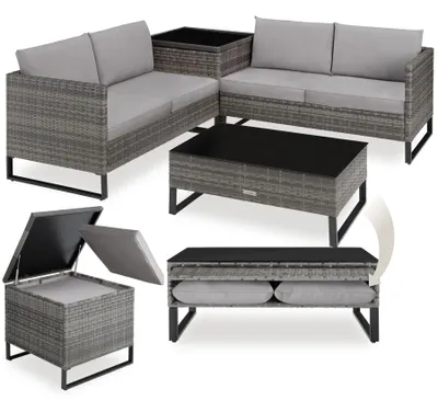 Produktbild von tectake® Rattan Lounge Ostuni für 4 Personen widerstandsfähig und UV-beständig
