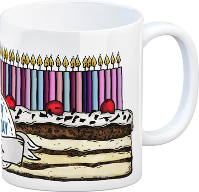 Produktbild von Geburtstagstorte Kaffeebecher zum 50. Geburtstag mit 50 Kerzen Tasse Becher