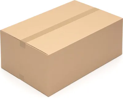 A single cardboard box on a white background.